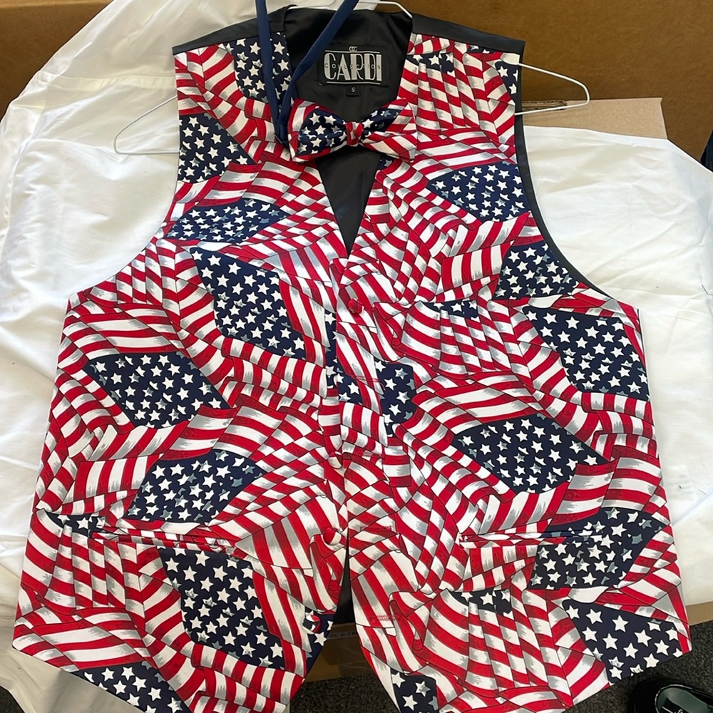 Stars and Stripes Presidential Inaugural Vest and Bow Tie Size Small